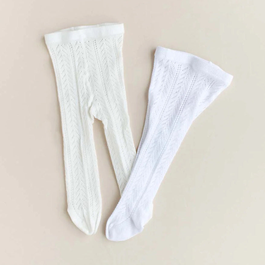 Baby Crochet Tights - Cream and White - Cocowish