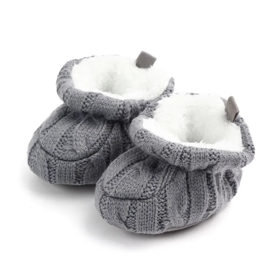 Knitted Prewalker Shoes - Gray