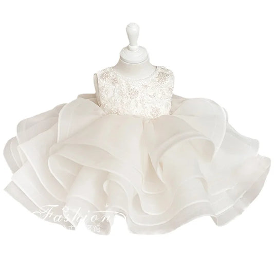 Victoria Flower Princess Dress - Cream