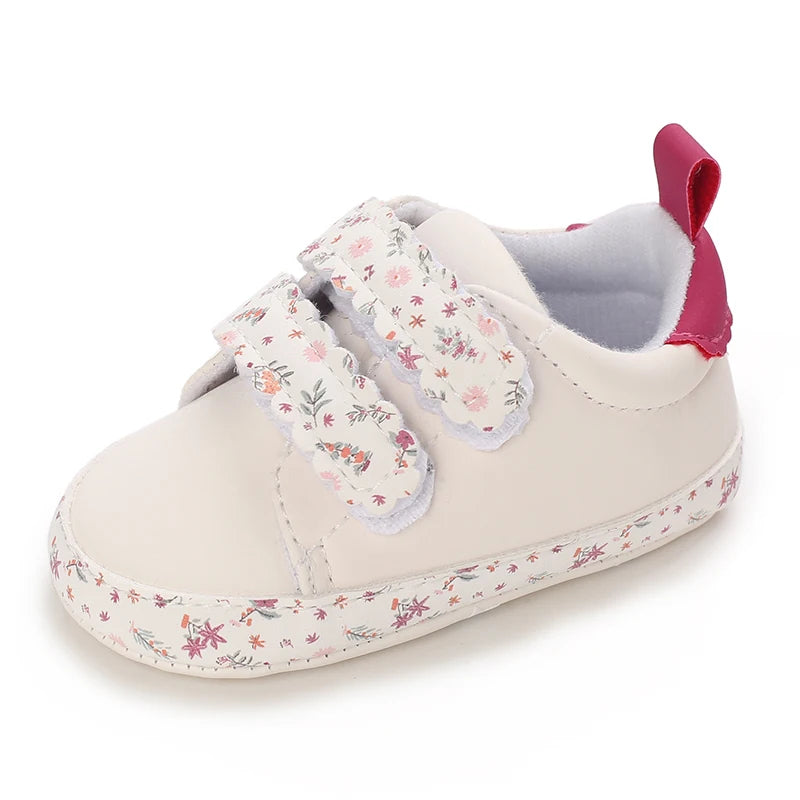 Sneakers für Babys mit Blumenmuster und doppeltem Klettverschluss
