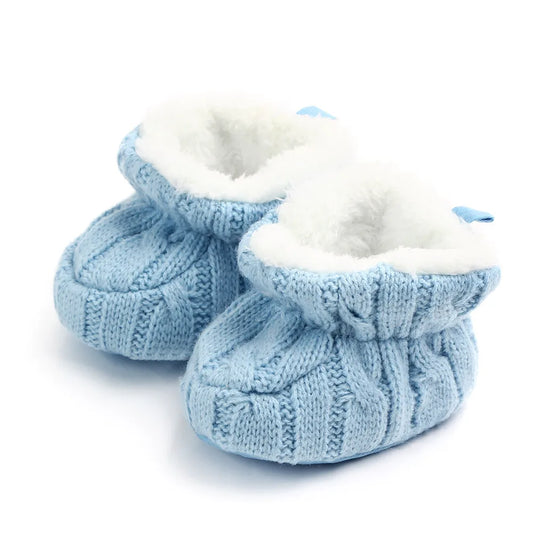 Knitted Prewalker Shoes - Light Blue