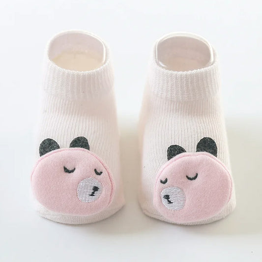 Pink Bear Baby Socks