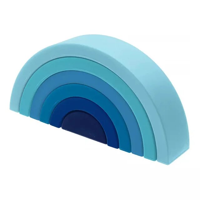 Blocs Arc-en-Ciel en Silicone Souple - Dégradé Bleu