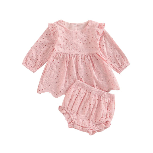 Amelia Ruffle Dress + Shorts - Pink