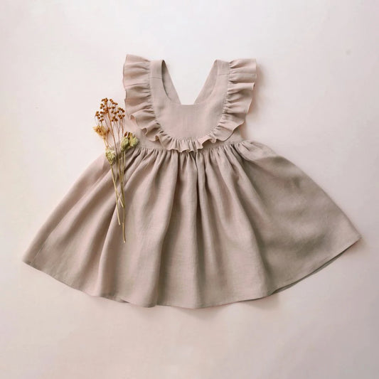 Ashley Ruffle Dress - Beige