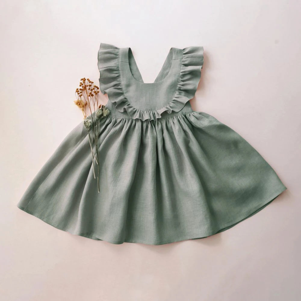 Ashley Ruffle Dress - Vintage Green