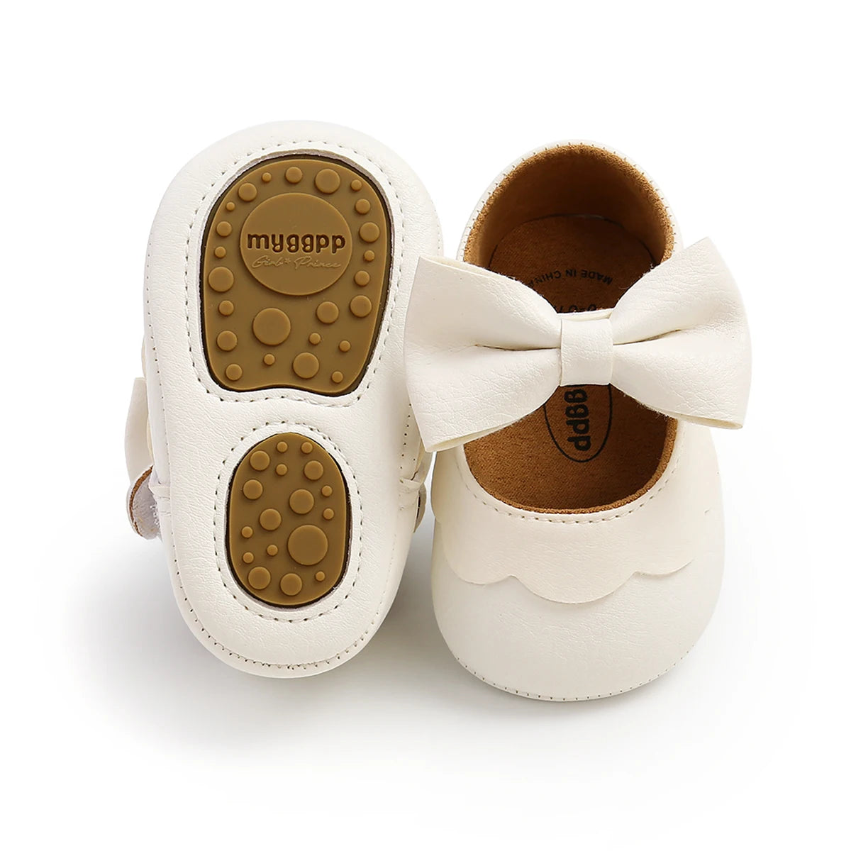 Leather Bow Baby Moccasins - White