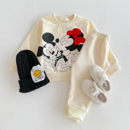 Mickey + Minnie Mouse Sweatshirt + Pants - Beige