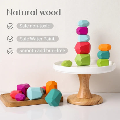 Montessori Wooden Stacking Stones (6 pieces)