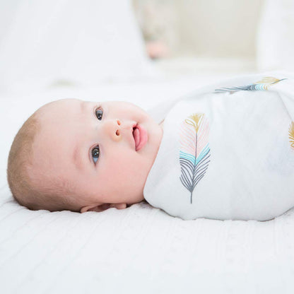 Muslin Baby Swaddle Blanket - Feather