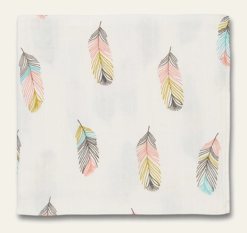 Muslin Baby Swaddle Blanket - Feather