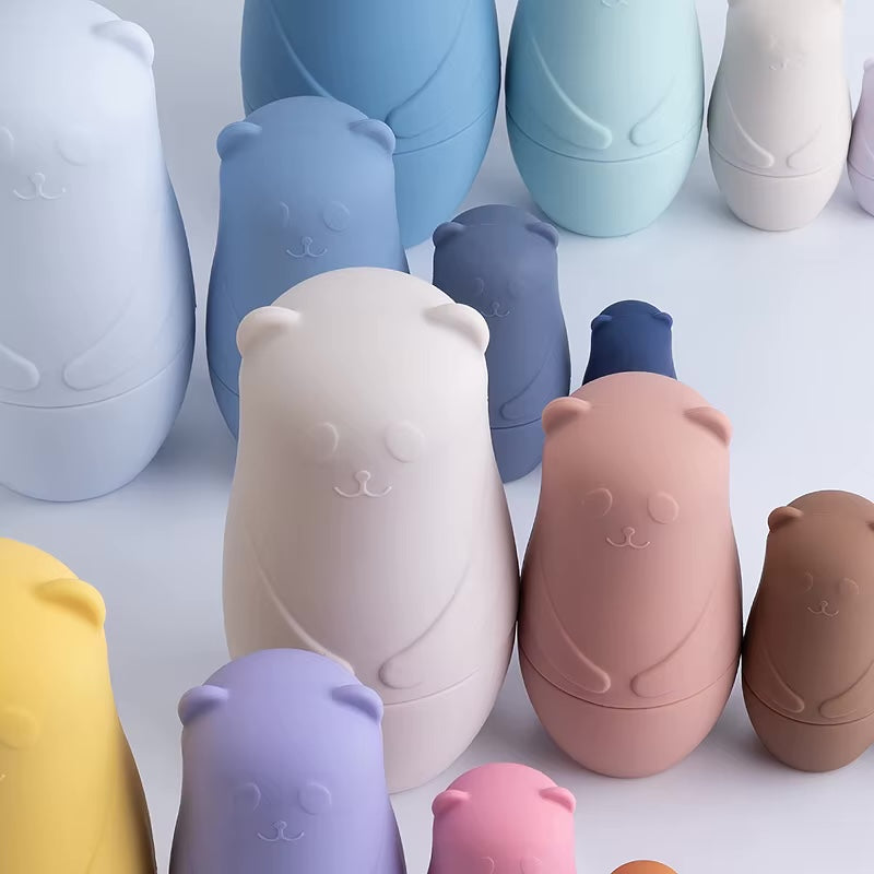 Poupées gigognes ours en silicone (4 pièces) - Bleu