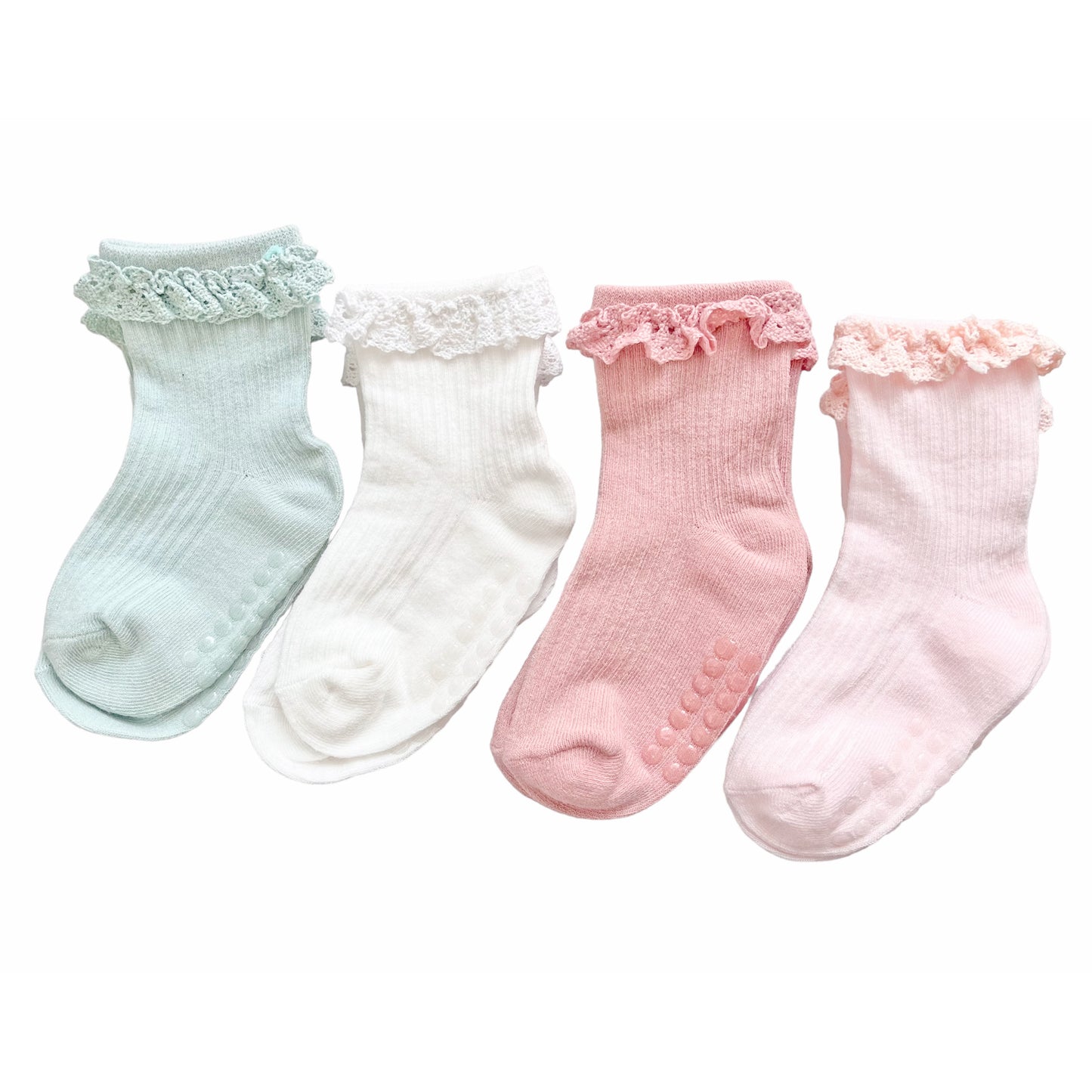 Chaussettes fantaisie antidérapantes bébé fille (4 paires)