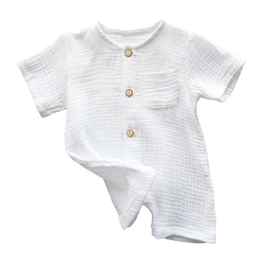 White baby romper - Organic Cotton Muslin