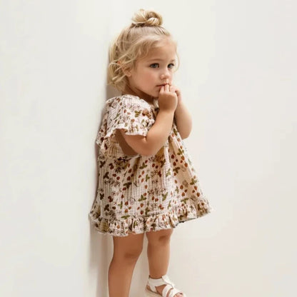 Organic Cotton Strawberries Frill Shirt + Shorts