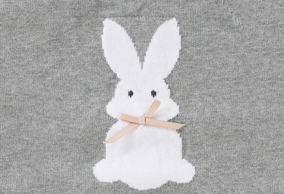 Rabbit Knitted Baby Overalls - Gray