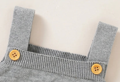 Rabbit Knitted Baby Overalls - Gray