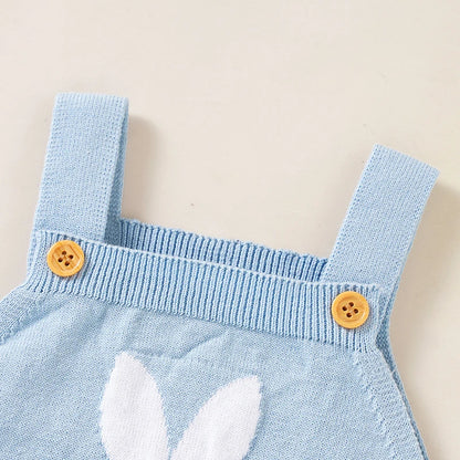 Rabbit Knitted Baby Overalls - Blue