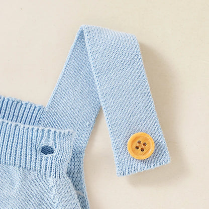 Rabbit Knitted Baby Overalls - Blue