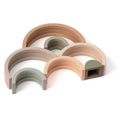 Blocs Arc-en-Ciel en Silicone Souple - Dégradé Beige Et Vert