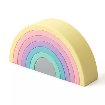 Blocs arc-en-ciel en silicone souple - Dégradé pastel