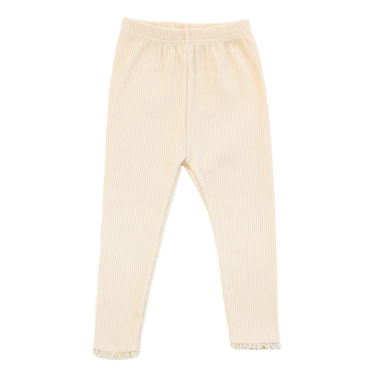 Gerippte Baby-Legging mit Spitze - Champagner