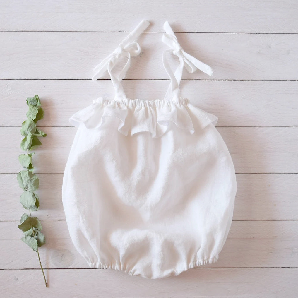 Ruffle Straps Baby Romper - White - by Cocowish