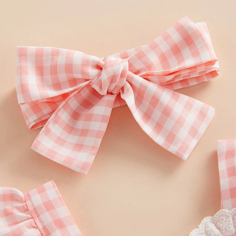 Jolene Plaid Baby Dress + Bow Headband