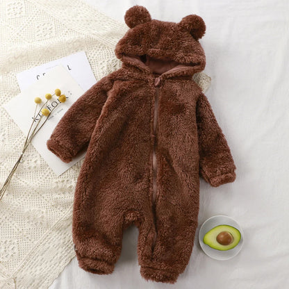 Baby Bear Hooded Jumpsuit - Brown