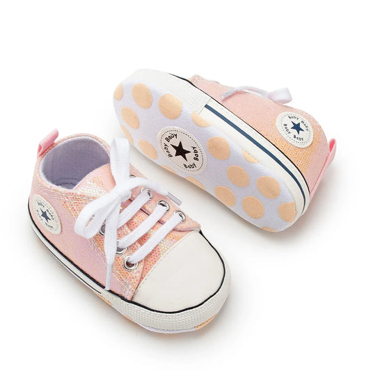 Glitter Canvas Shoes - Peach