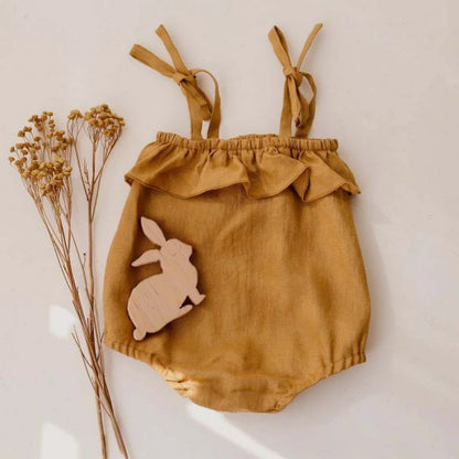 Ruffle Straps Baby Romper - Mustard