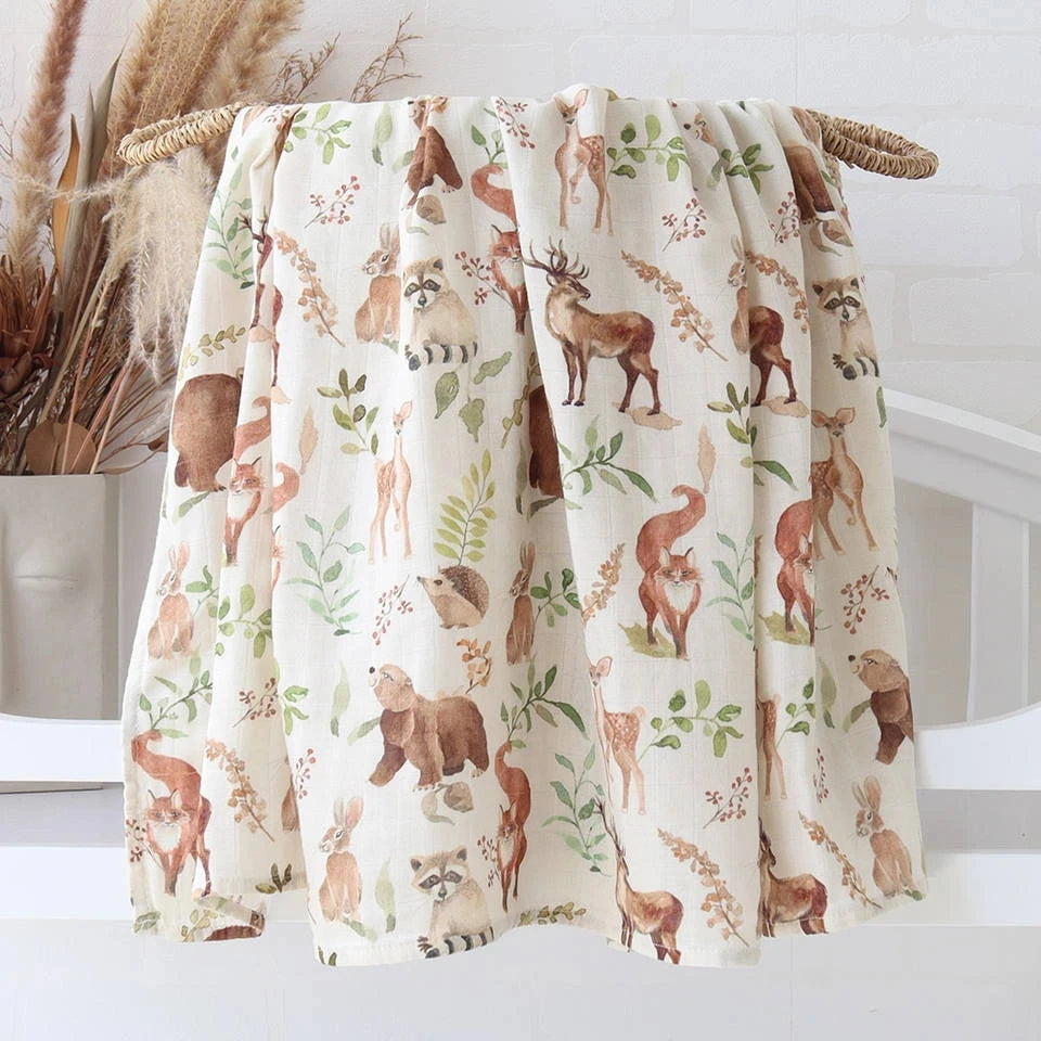 Muslin Baby Swaddle Blanket - Forest