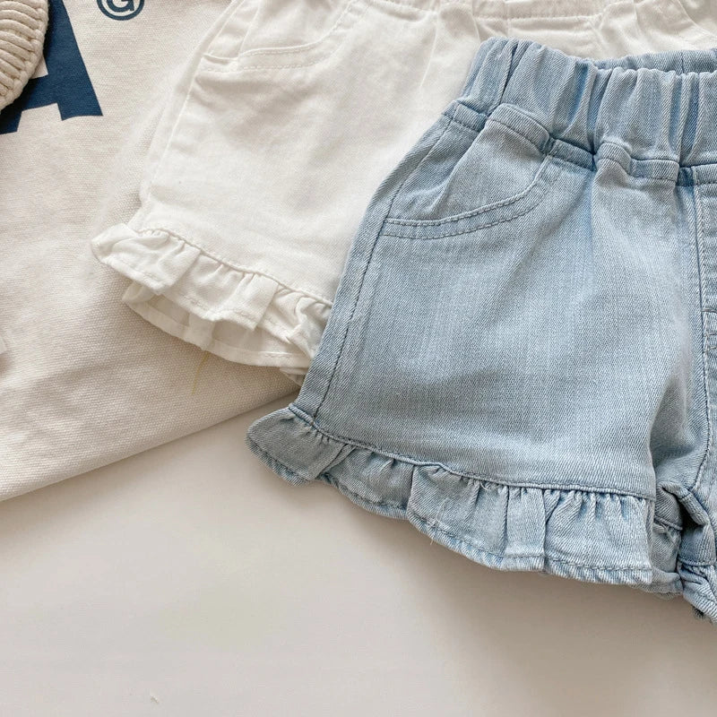 Blaue Jeansshorts mit Rüschen für Babys