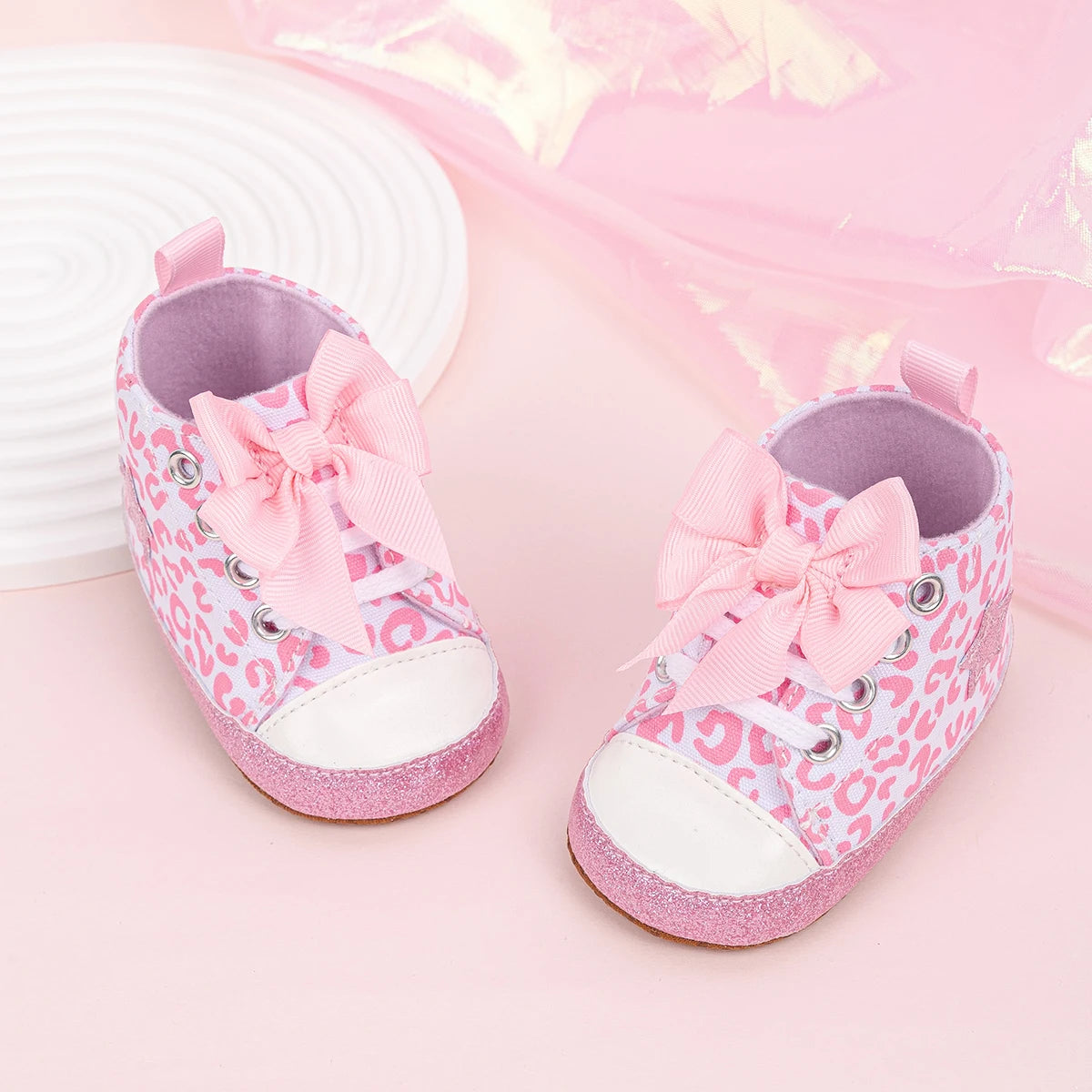 Baby Girl High Top Sneakers - Pink Leopard