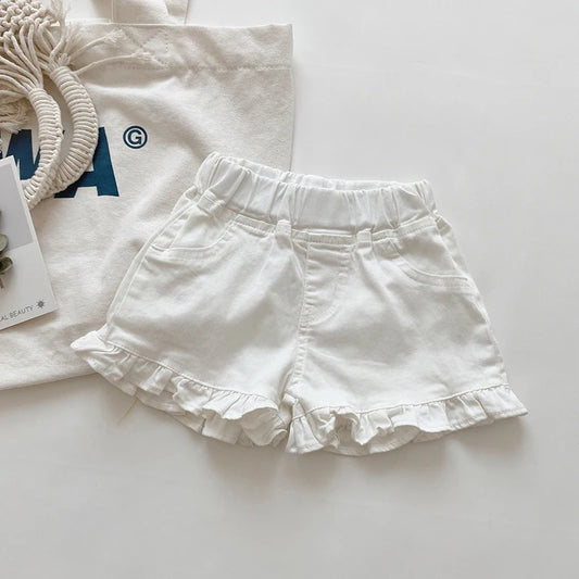 White Ruffle Baby Shorts