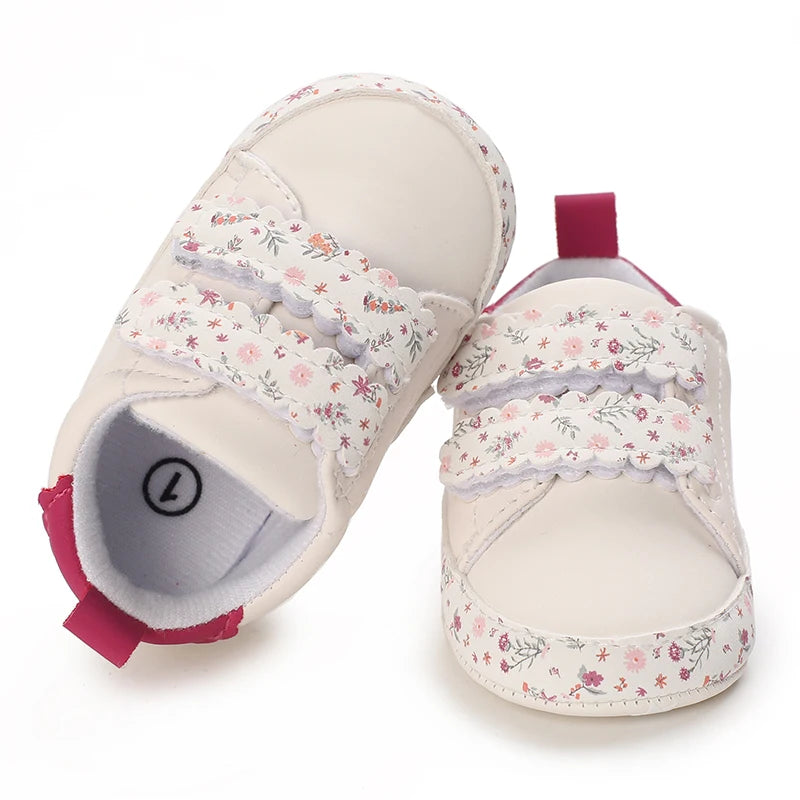 Floral Double Velcro Baby Sneakers