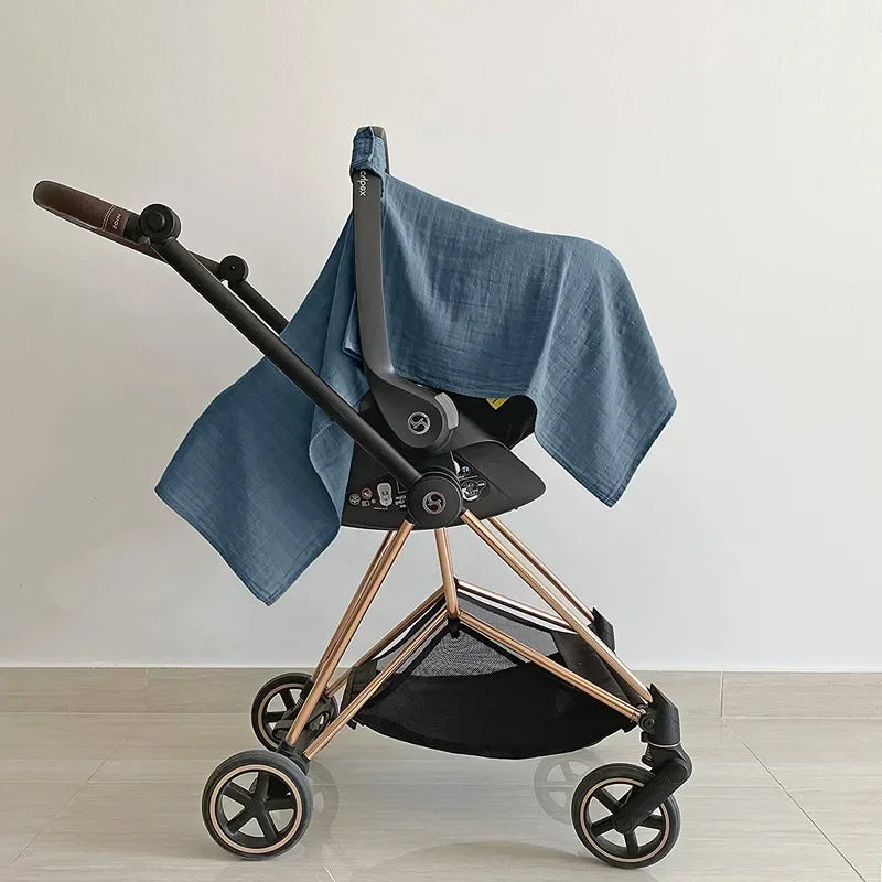 Musselin-Kinderwagen- und Autositzbezug - Blau