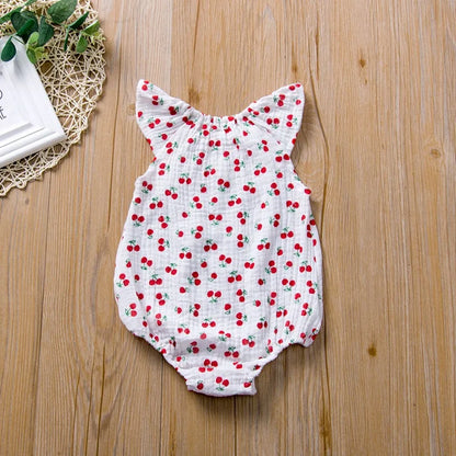 Cherry Muslin Cotton Bodysuit - Cocowish