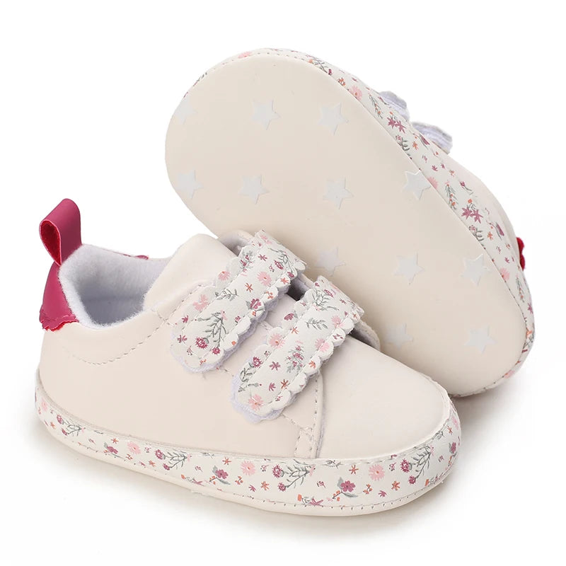 Floral Double Velcro Baby Sneakers