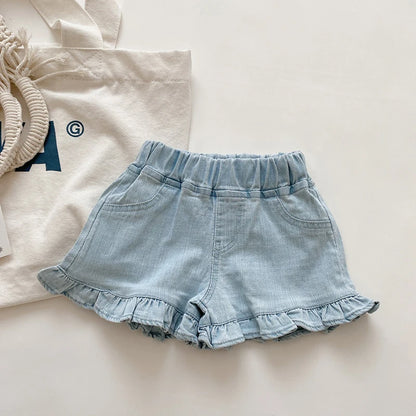 Blaue Jeansshorts mit Rüschen für Babys