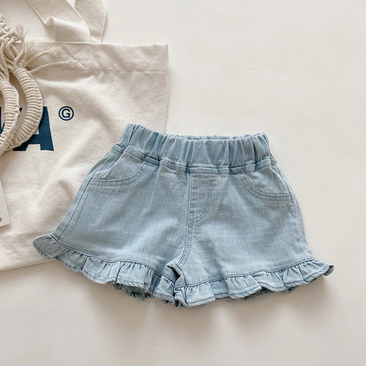 Blue Denim Ruffle Baby Shorts