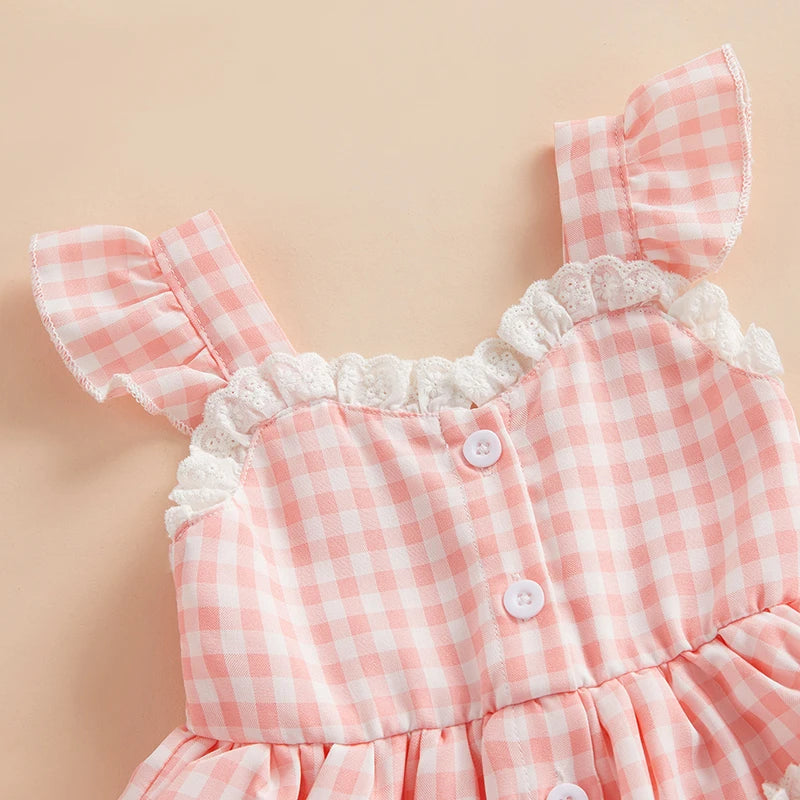 Robe bébé à carreaux Jolene + bandeau à nœud