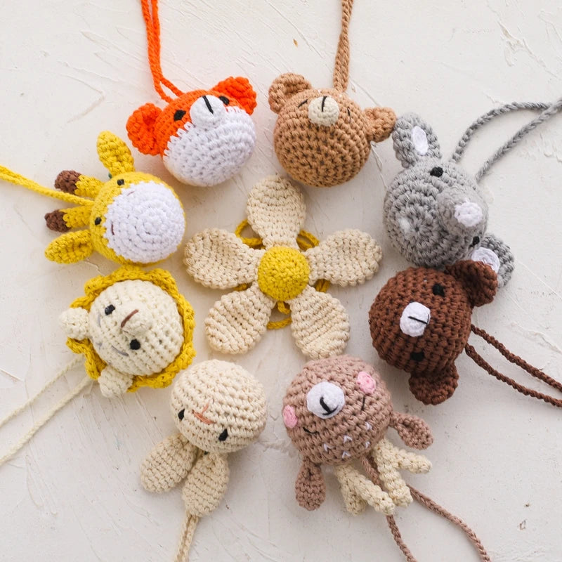 Handmade Crochet Rattle - Beige Lion