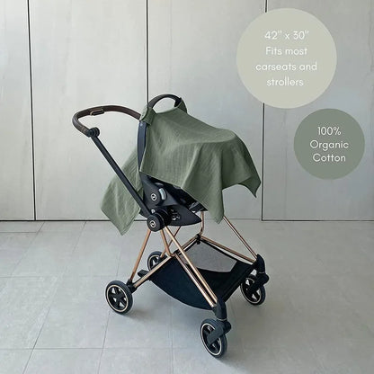 Muslin Stroller & Car Seat Cover - Green