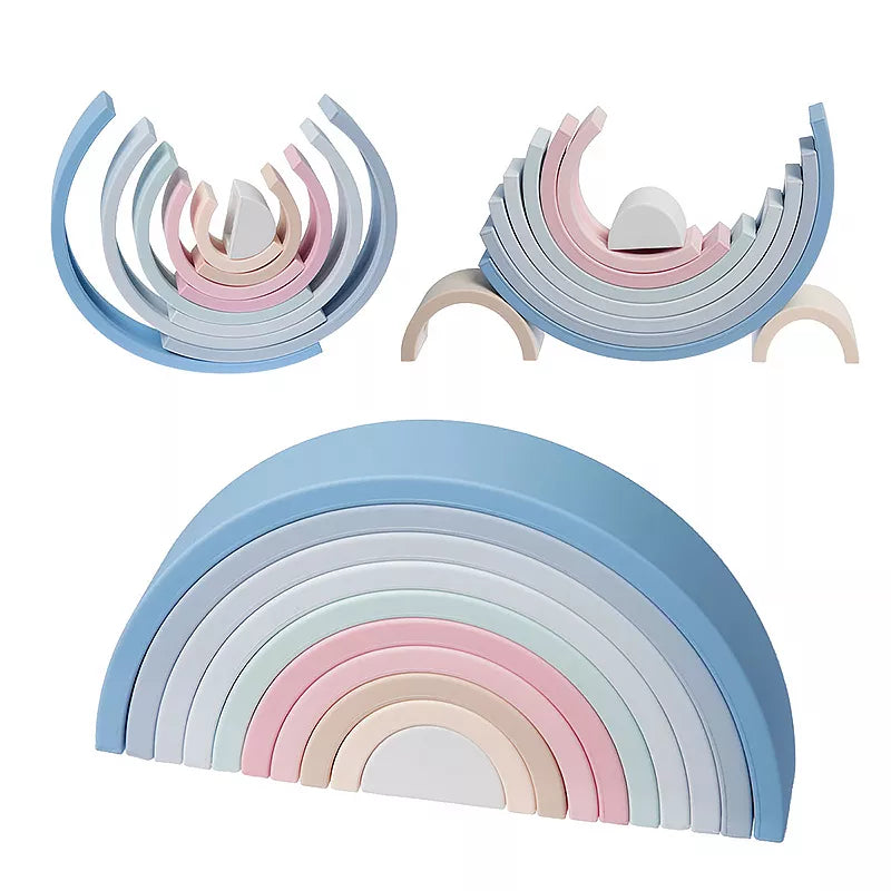 Blocs arc-en-ciel en silicone souple - Bleu pastel