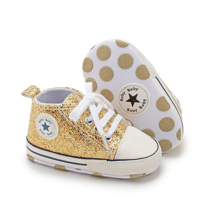 Glitzernde Canvasschuhe - Gold