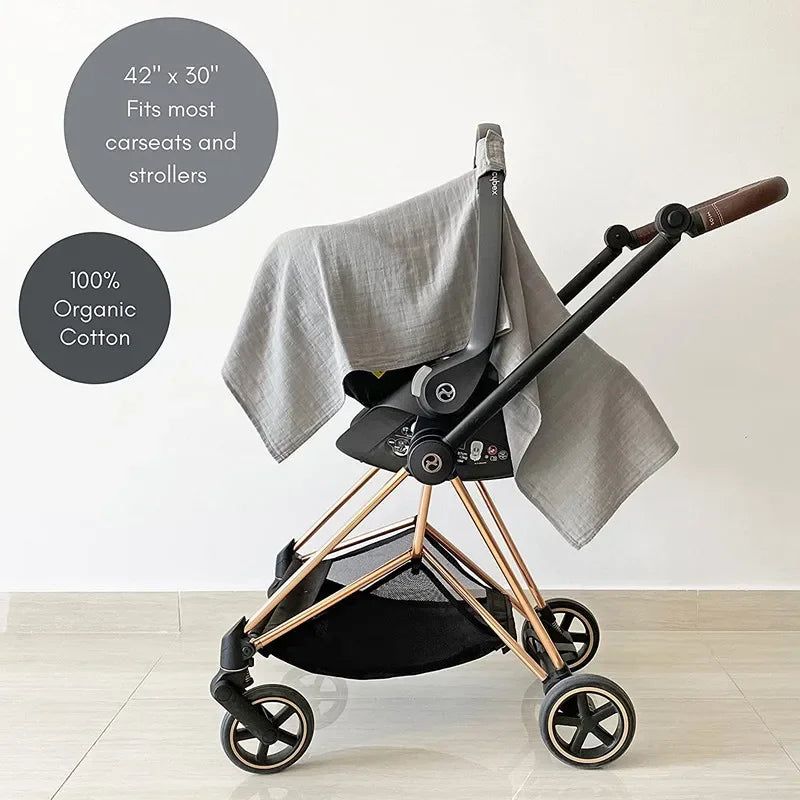 Muslin Stroller & Car Seat Cover - Gray