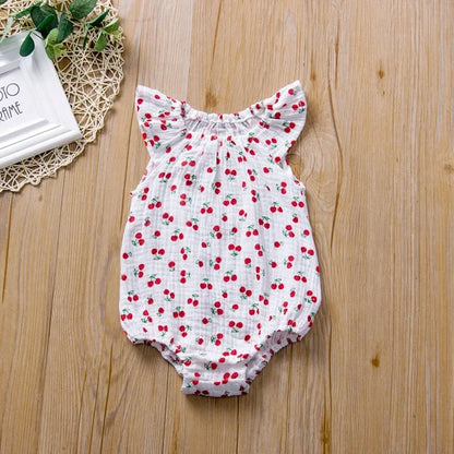 Cherry Muslin Cotton Bodysuit - Cocowish