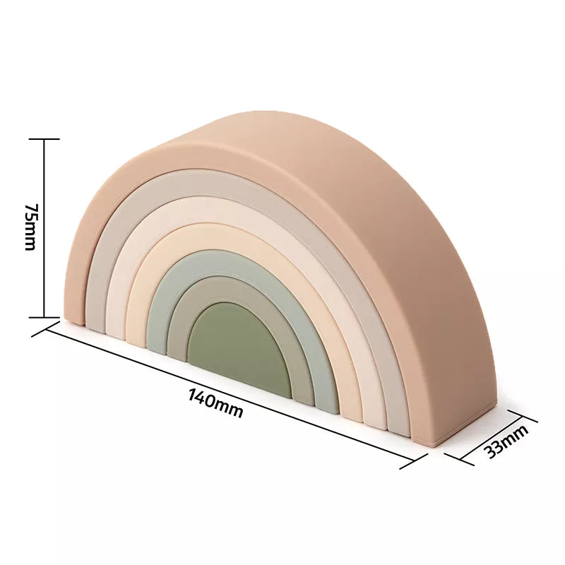 Weiche Regenbogenblöcke aus Silikon – Farbverlauf in Beige und Grün