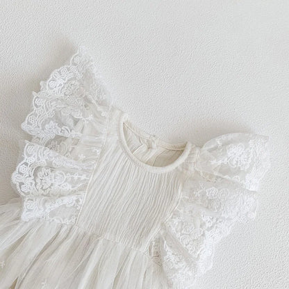 Little Princess White Lace Romper Dress